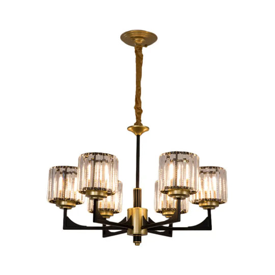 Modern Black & Brass Crystal Prism Chandelier – 4/6/12 Lights 6 /