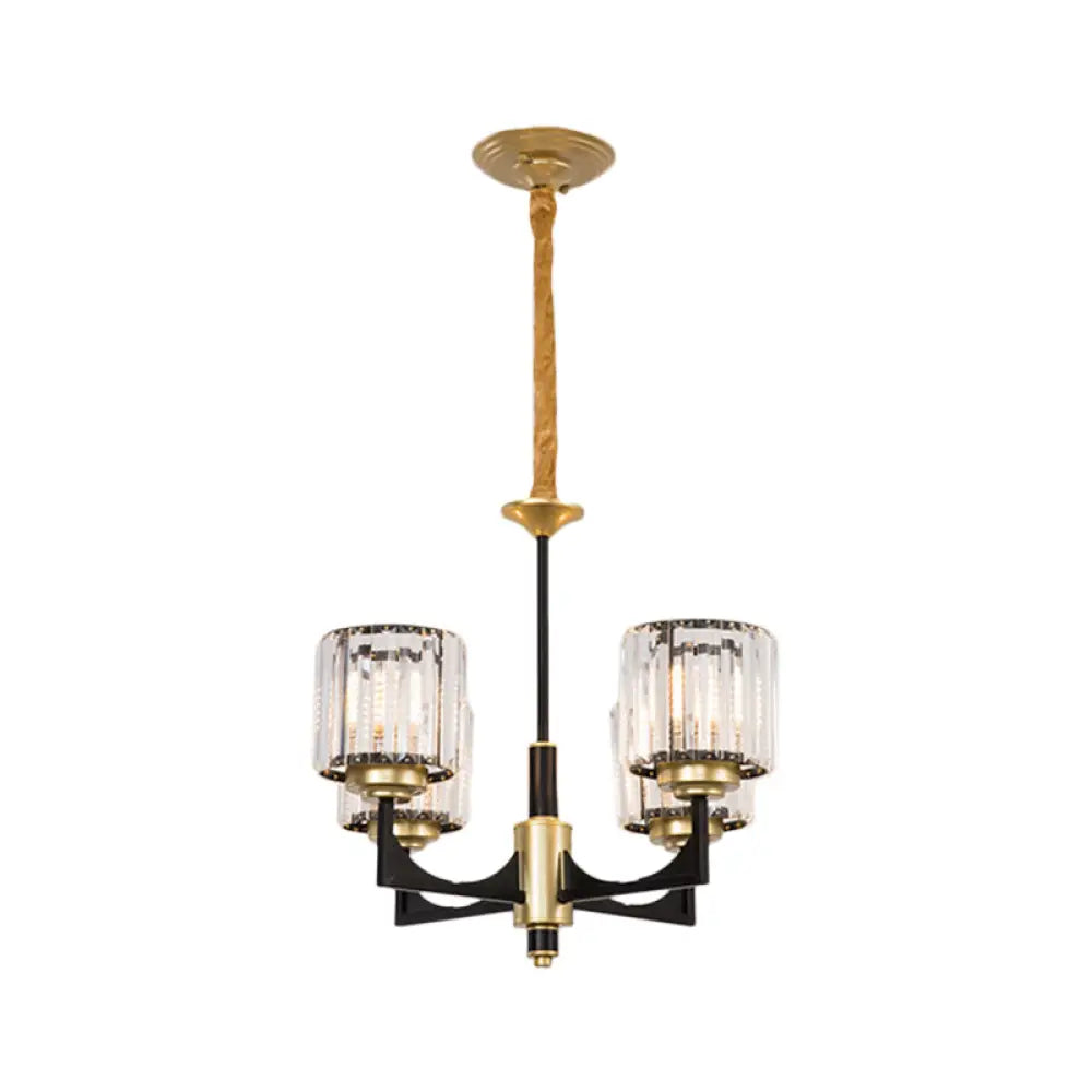 Modern Black & Brass Crystal Prism Chandelier – 4/6/12 Lights 4 /