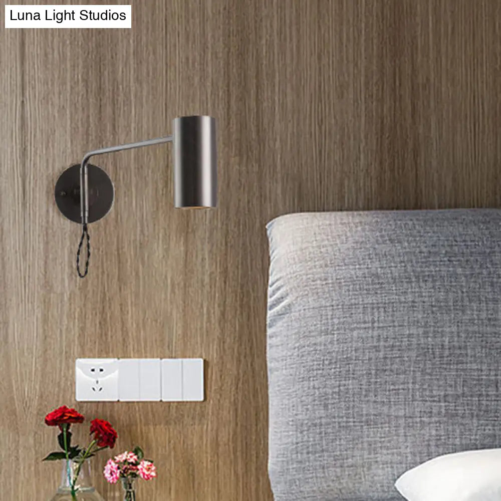 Modern Black & Brass Wall Sconce With Metal Shade - Bedroom Light Fixture