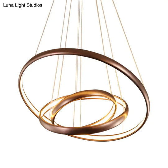 Modern Black Brown Gold Orbit Led Ceiling Light: 1/2/3-Light Acrylic Chandelier In Warm White