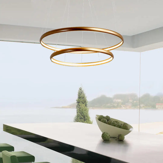 Modern Black Brown Gold Orbit Led Ceiling Light: 1/2/3-Light Acrylic Chandelier In Warm White