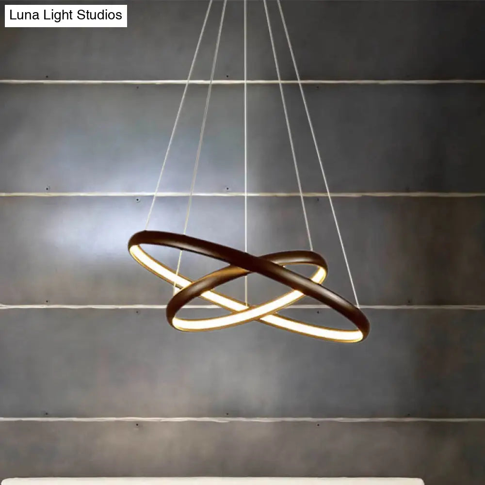 Modern Black Brown Gold Orbit Led Ceiling Light: 1/2/3-Light Acrylic Chandelier In Warm White