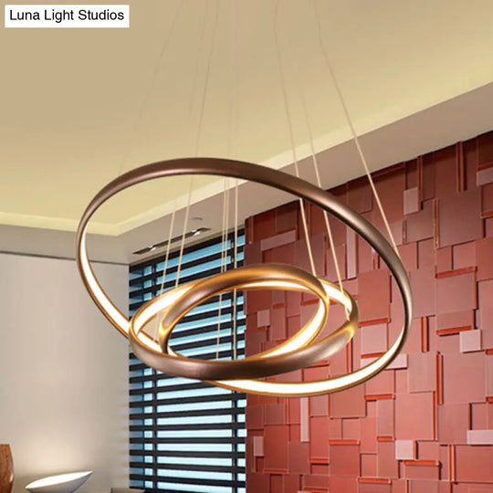 Modern Black Brown Gold Orbit Led Ceiling Light: 1/2/3-Light Acrylic Chandelier In Warm White