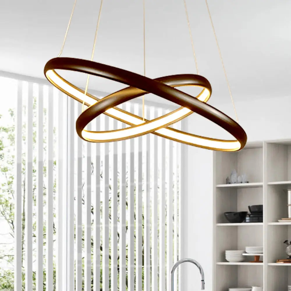 Modern Black Brown Gold Orbit Led Ceiling Light: 1/2/3-Light Acrylic Chandelier In Warm White