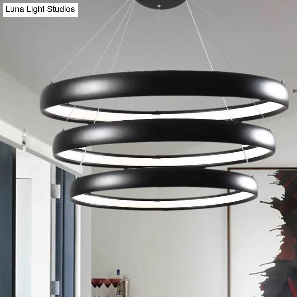 Modern Black Brown Gold Orbit Led Ceiling Light: 1/2/3-Light Acrylic Chandelier In Warm White