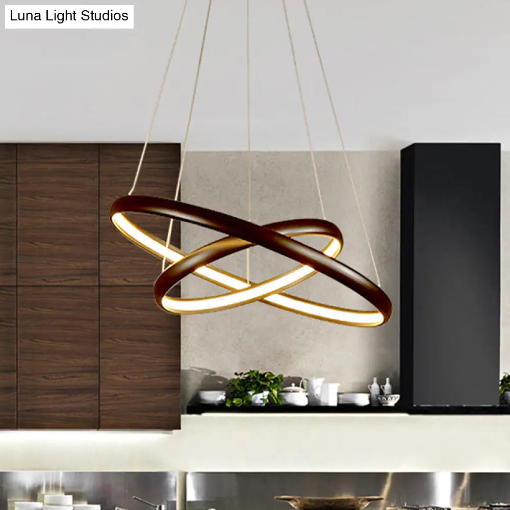 Modern Black Brown Gold Orbit Led Ceiling Light: 1/2/3-Light Acrylic Chandelier In Warm White