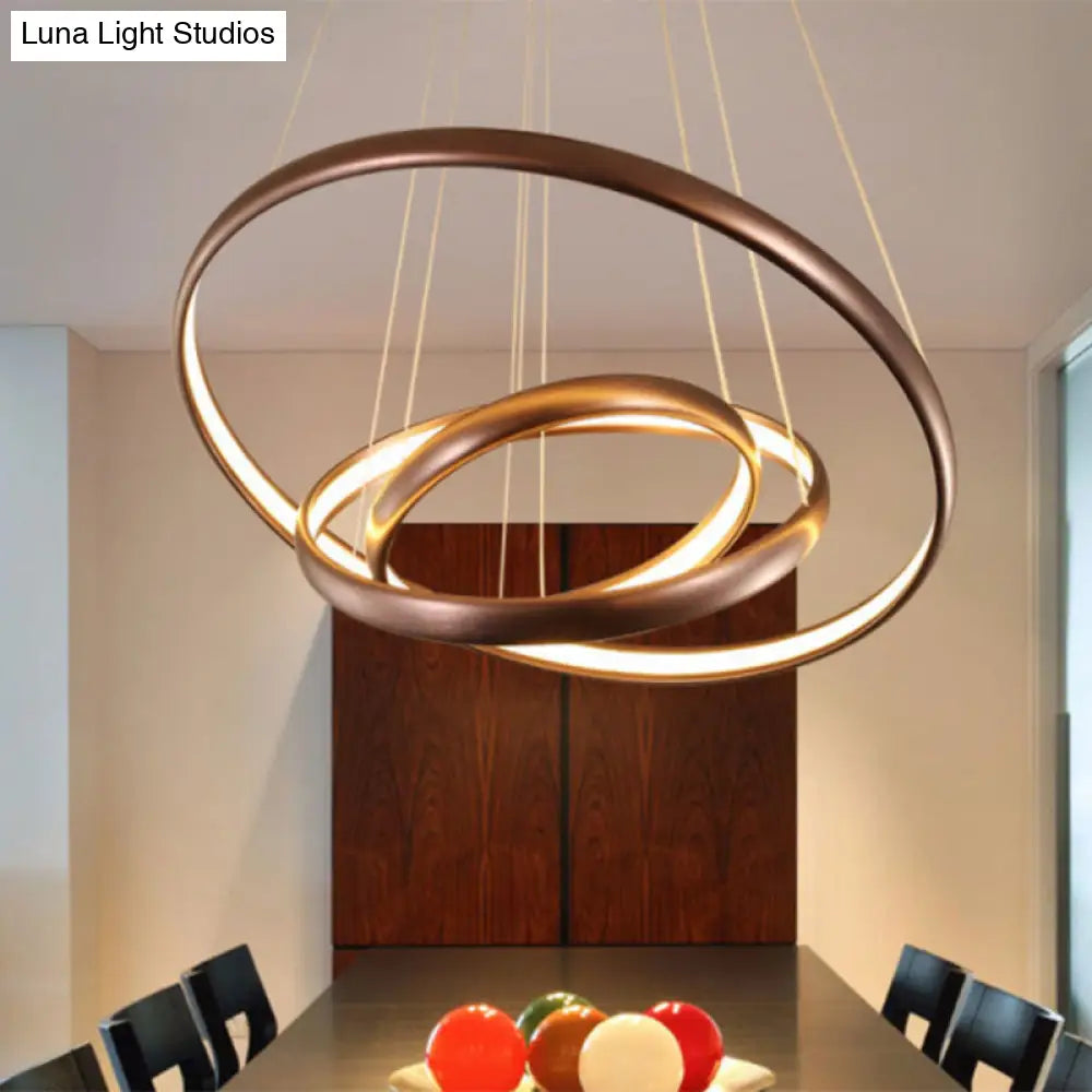 Modern Black Brown Gold Orbit Led Ceiling Light: 1/2/3-Light Acrylic Chandelier In Warm White