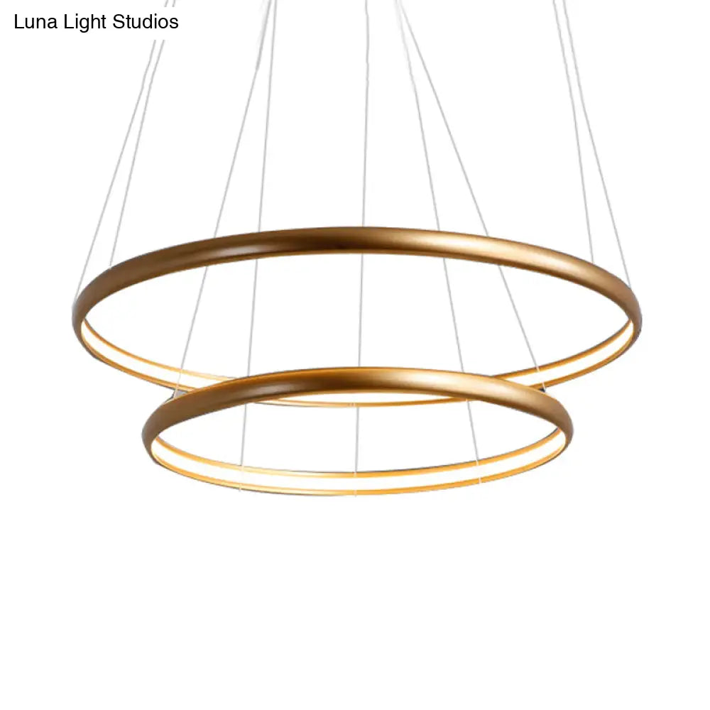 Modern Black Brown Gold Orbit Led Ceiling Light: 1/2/3-Light Acrylic Chandelier In Warm White