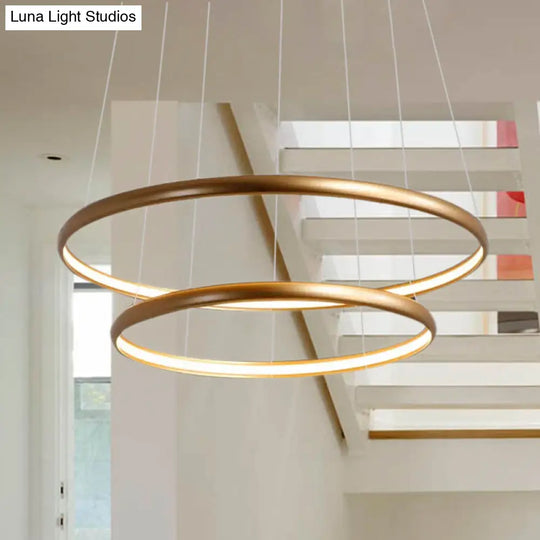 Modern Black Brown Gold Orbit Led Ceiling Light: 1/2/3-Light Acrylic Chandelier In Warm White