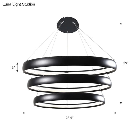 Modern Black Brown Gold Orbit Led Ceiling Light: 1/2/3-Light Acrylic Chandelier In Warm White