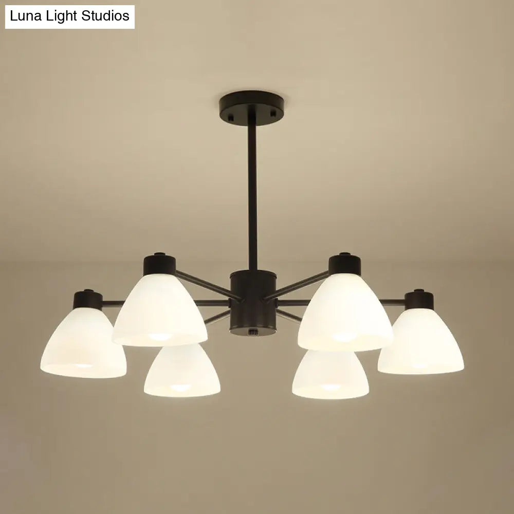 Dining Room Chandelier Lamp Modern Style Black Finish With White Glass Shade 6/8/12 Heads 6 /