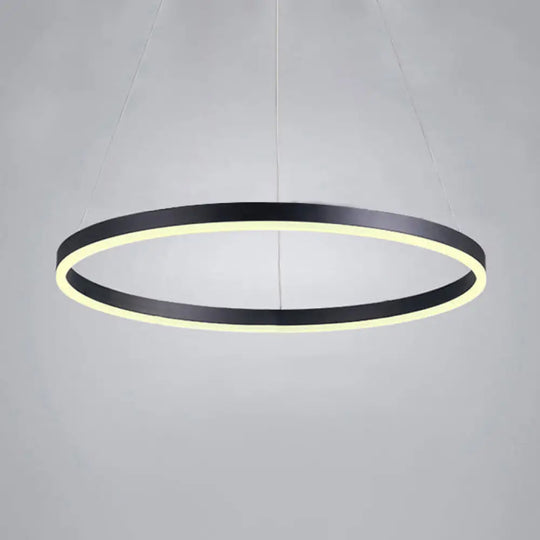 Modern Black Chandelier With Acrylic Shade - 1/2/3-Ring Living Room Ceiling Light In Warm/White /