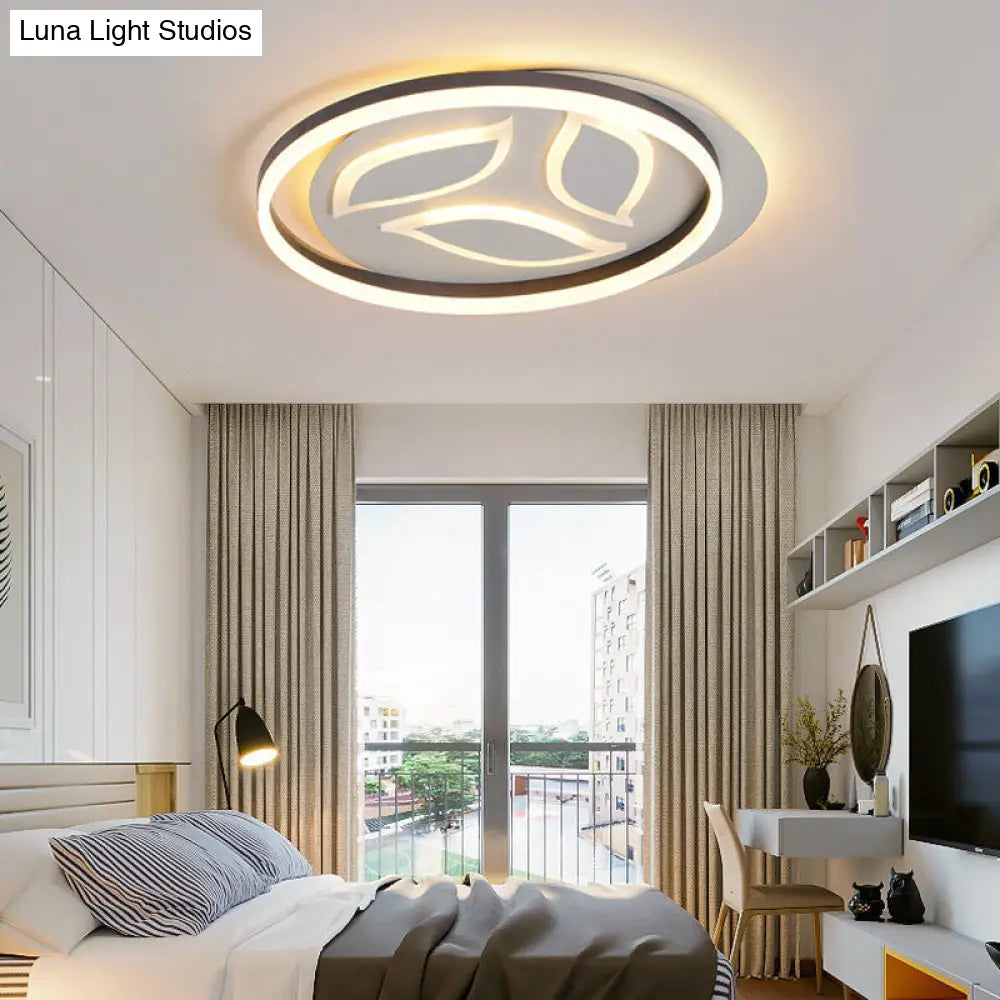 Modern Black Circle Flush Mount Led Ceiling Lamp For Childs Bedroom Beige / B