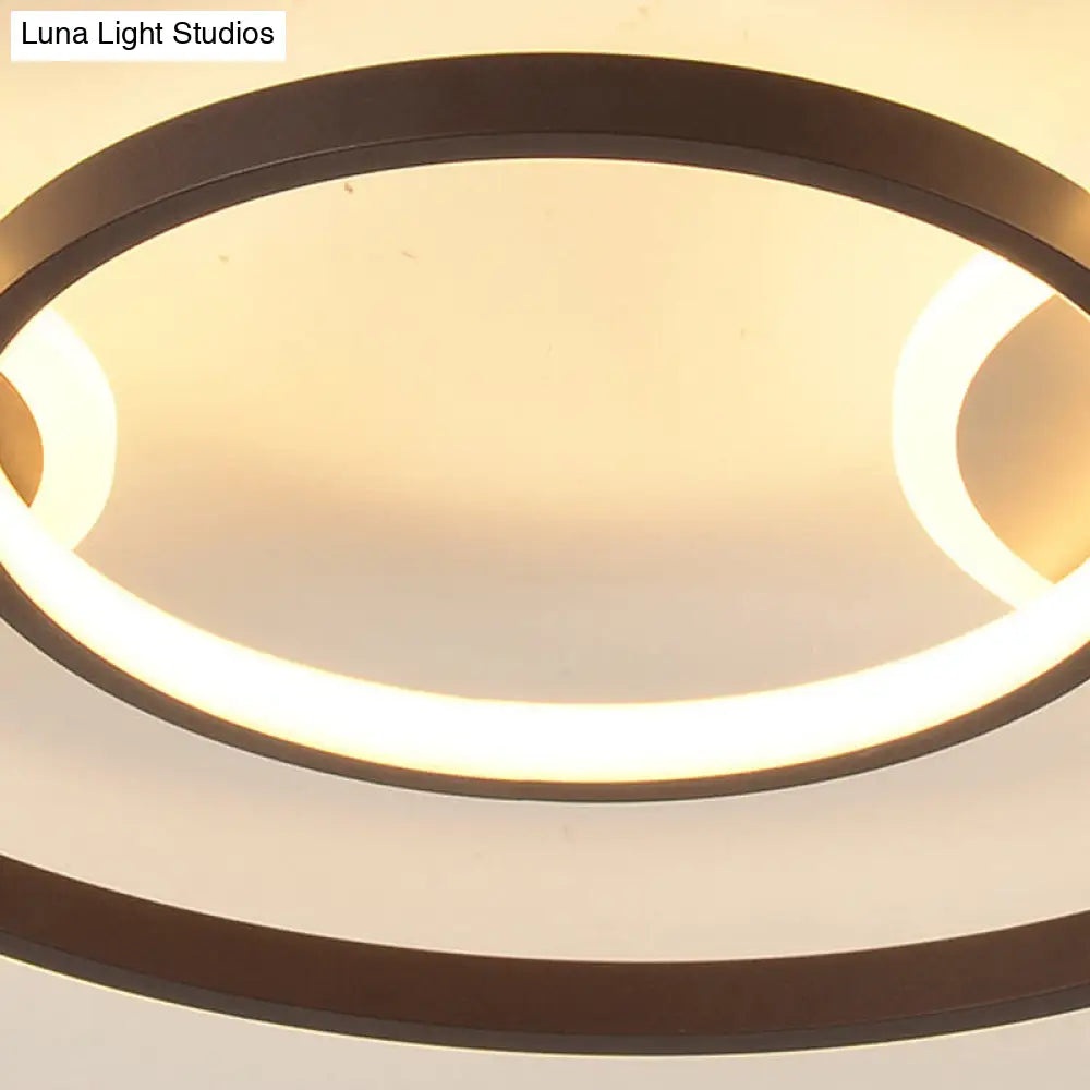 Modern Black Circle Flush Mount Led Ceiling Lamp For Childs Bedroom