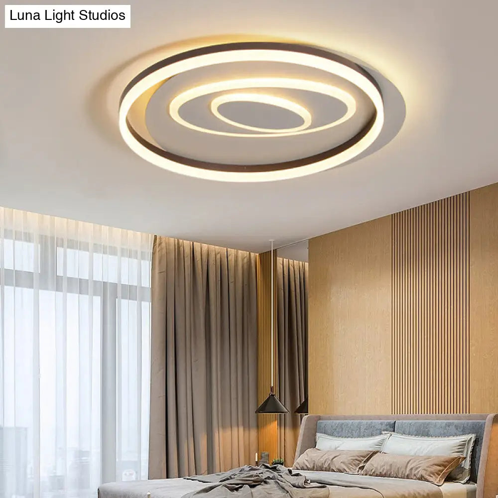 Modern Black Circle Flush Mount Led Ceiling Lamp For Childs Bedroom Beige / D