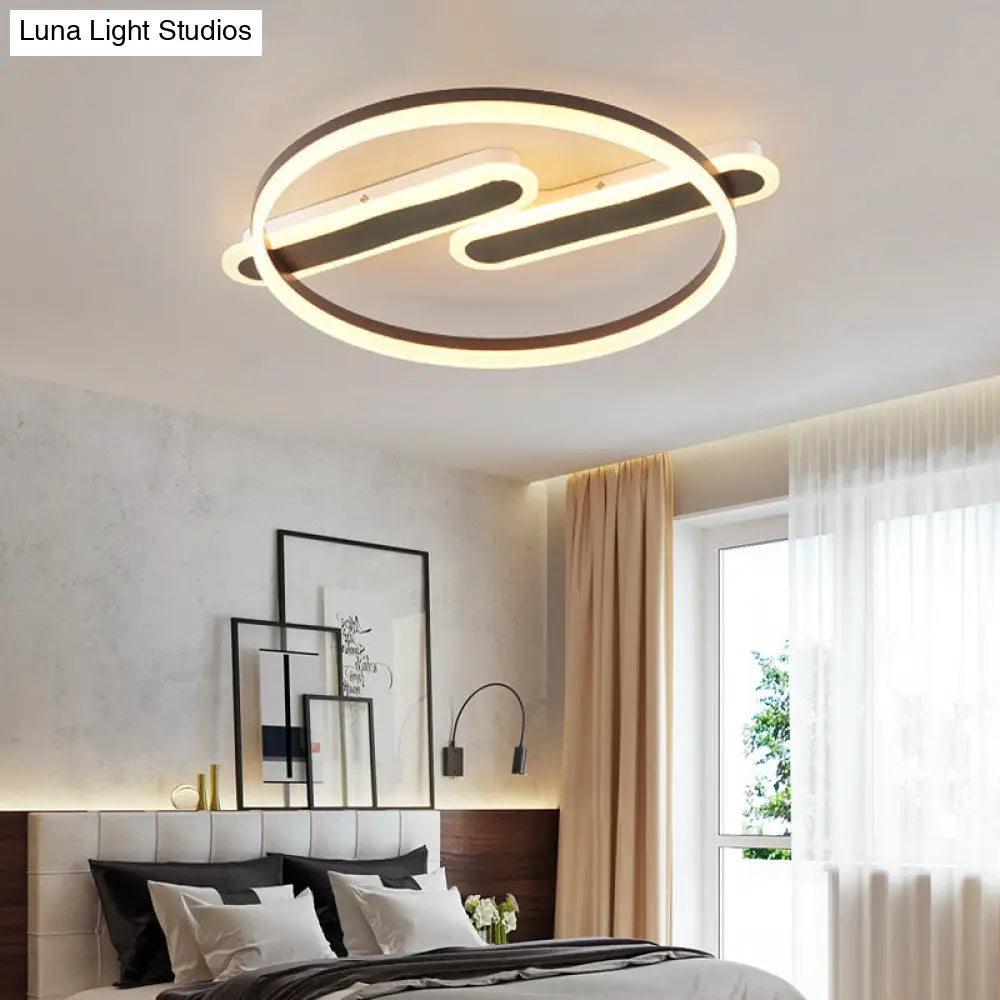 Modern Black Circle Flush Mount Led Ceiling Lamp For Child’s Bedroom