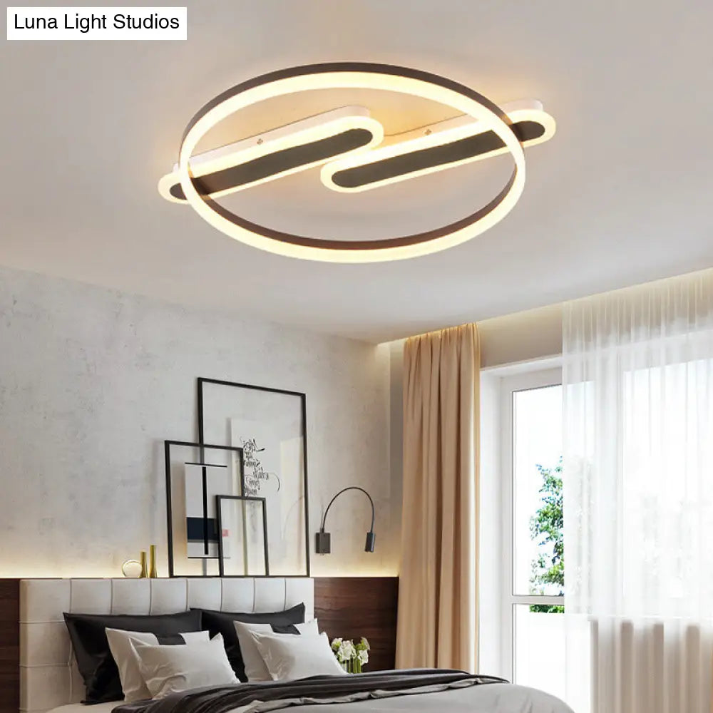 Modern Black Circle Flush Mount Led Ceiling Lamp For Childs Bedroom