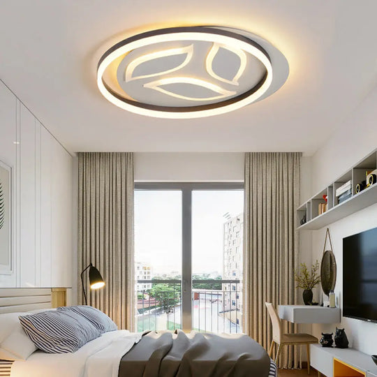 Modern Black Circle Flush Mount Led Ceiling Lamp For Child’s Bedroom Beige / B