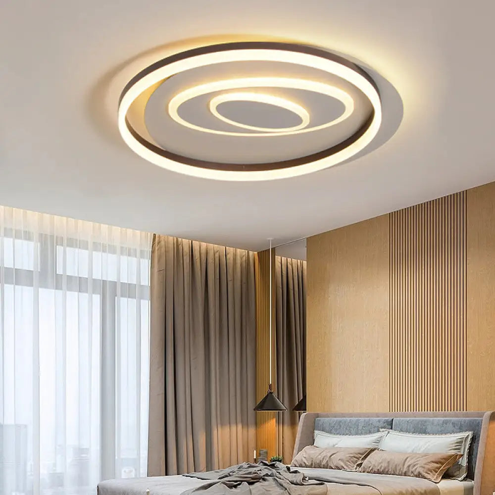 Modern Black Circle Flush Mount Led Ceiling Lamp For Child’s Bedroom Beige / D