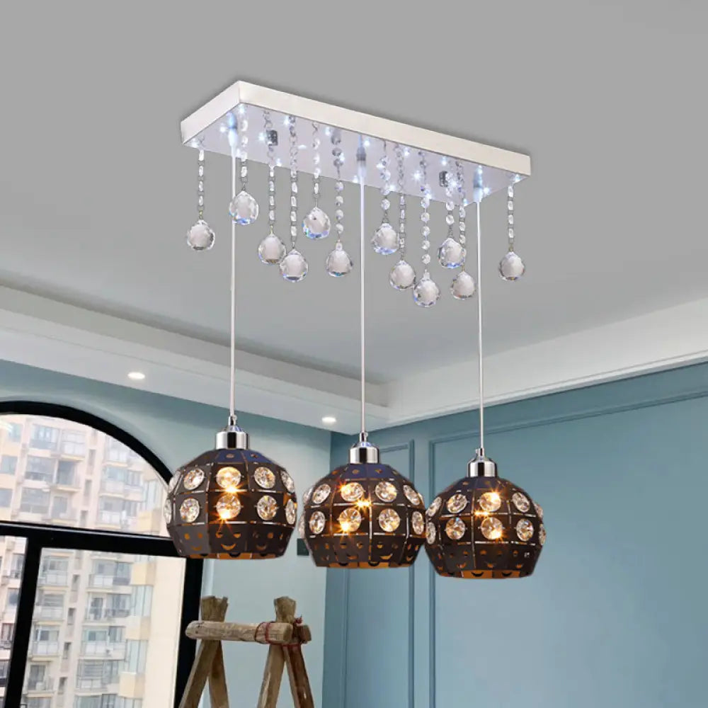 Modern Black Cluster Pendant Light With Crystal Accent