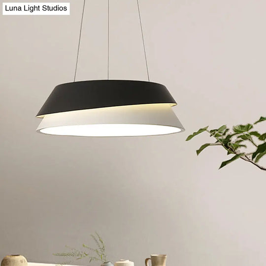 Modern Black Cone Pendant Light Kit: Acrylic Led Hanging Ceiling In Warm/White Glow / White