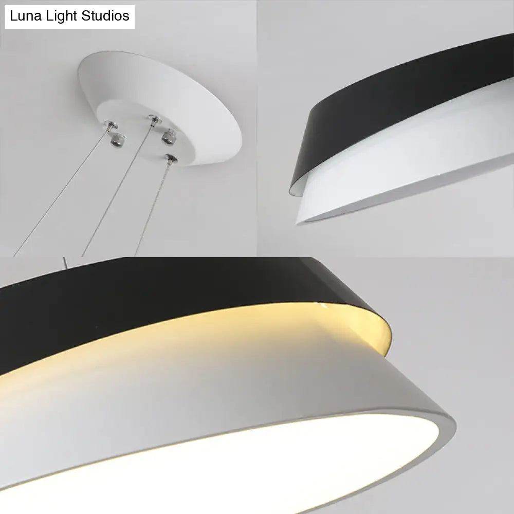 Modern Black Cone Pendant Light Kit With Acrylic Led In Warm/White