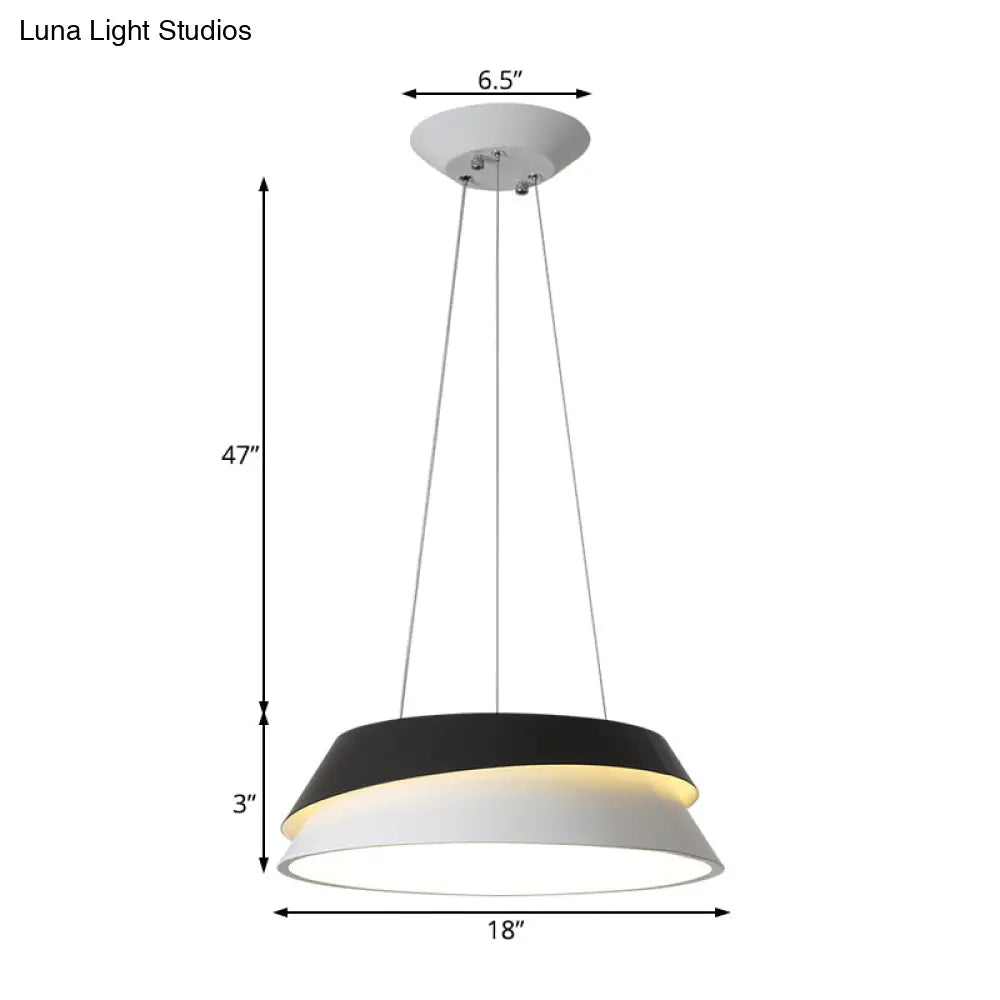 Modern Black Cone Pendant Light Kit: Acrylic Led Hanging Ceiling In Warm/White Glow