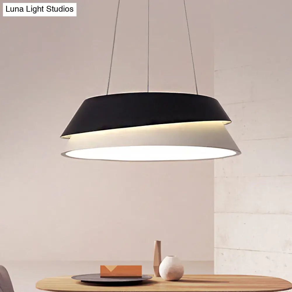 Modern Black Cone Pendant Light Kit: Acrylic Led Hanging Ceiling In Warm/White Glow