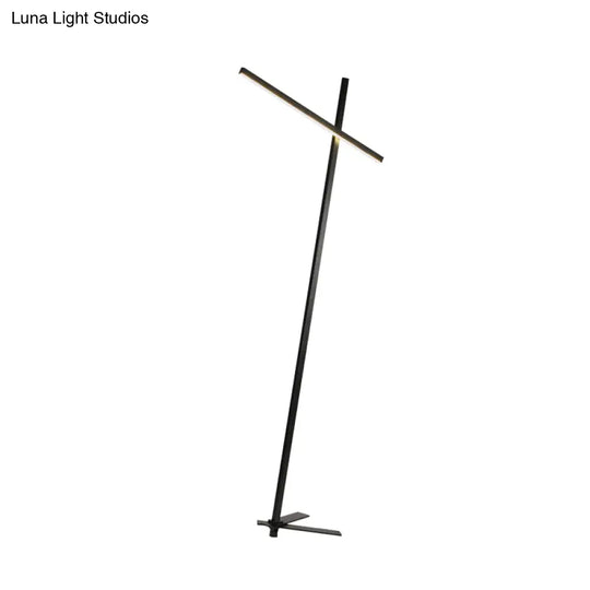 Modern Black Cross-Shaped Led Floor Reading Lamp For Bedroom