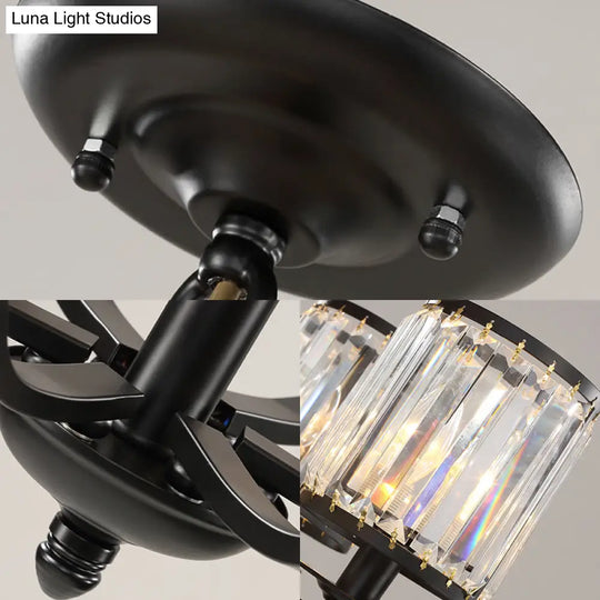 Modern Black Crystal Chandelier Lamp - 3/6/8 Lights Living Room Hanging Light Kit