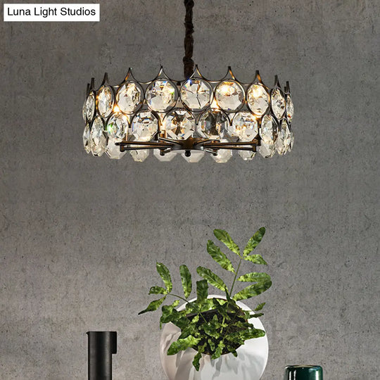 Modern Black Crystal Chandelier Pendant Light For Country Living Room Decor