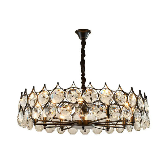 Modern Black Crystal Chandelier Pendant Light For Country Living Room Decor / 39