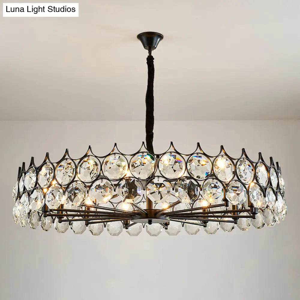 Modern Black Crystal Chandelier Pendant Light For Country Living Room Decor