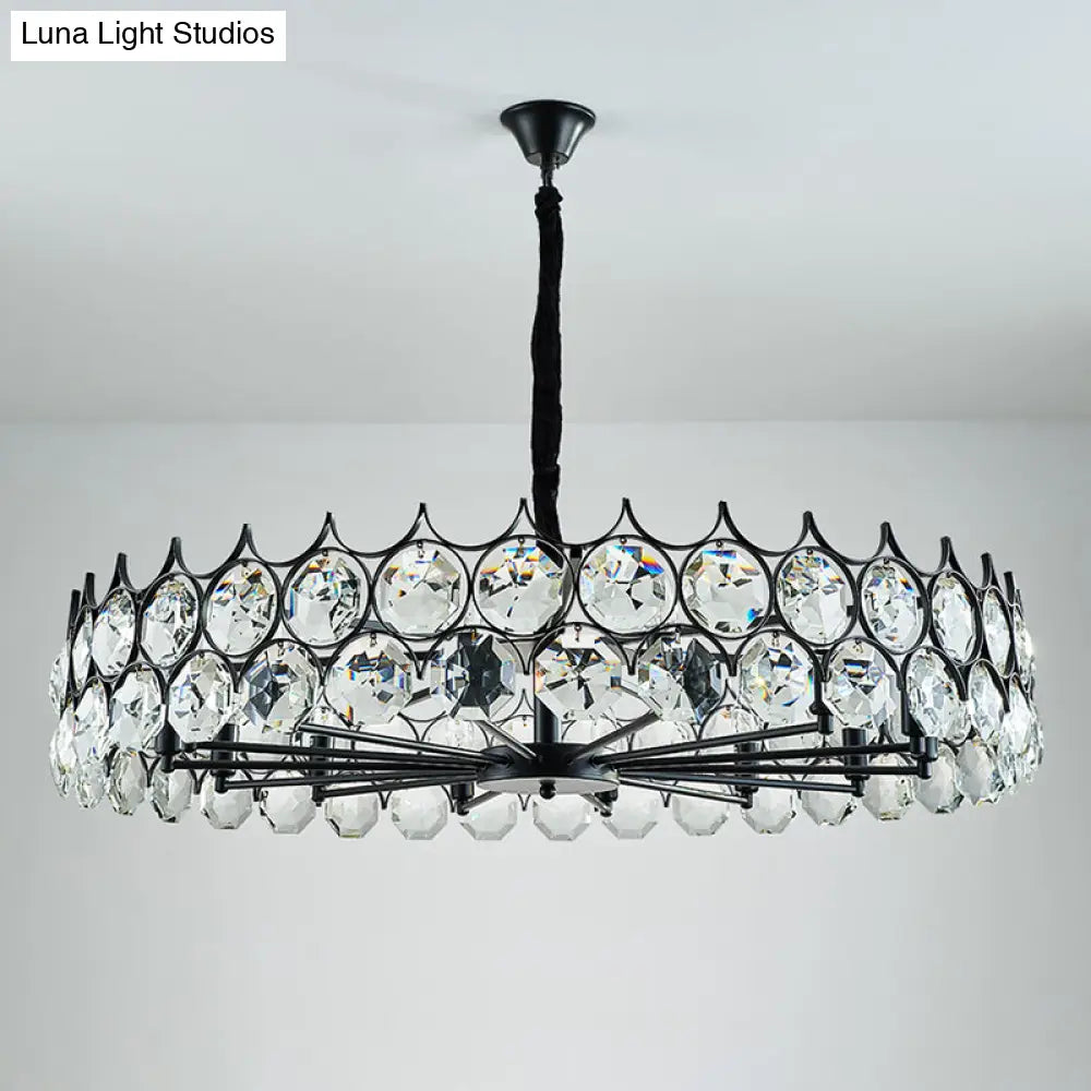 Modern Black Crystal Chandelier Pendant Light For Country Living Room Decor