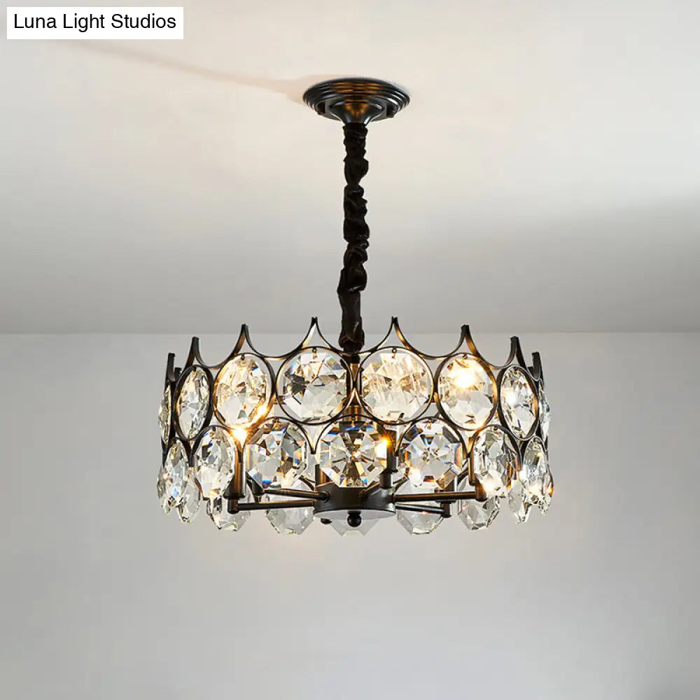 Modern Black Crystal Chandelier Pendant Light For Country Living Room Decor