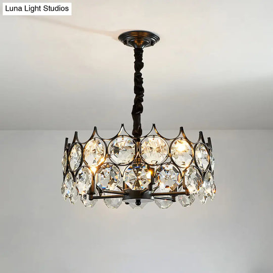 Modern Black Crystal Chandelier Pendant Light For Country Living Room Decor