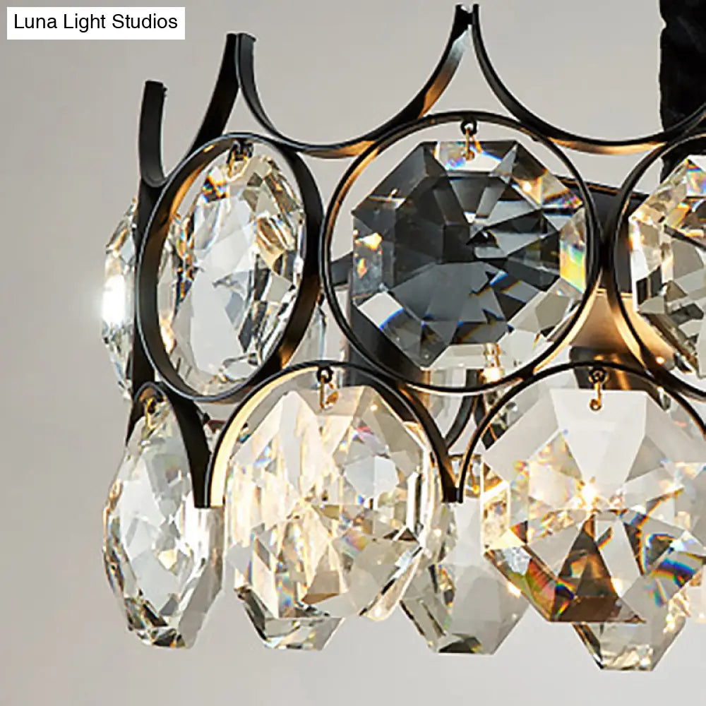 Modern Black Crystal Chandelier Pendant Light For Country Living Room Decor