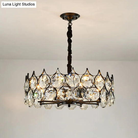 Modern Black Crystal Chandelier Pendant Light For Country Living Room Decor