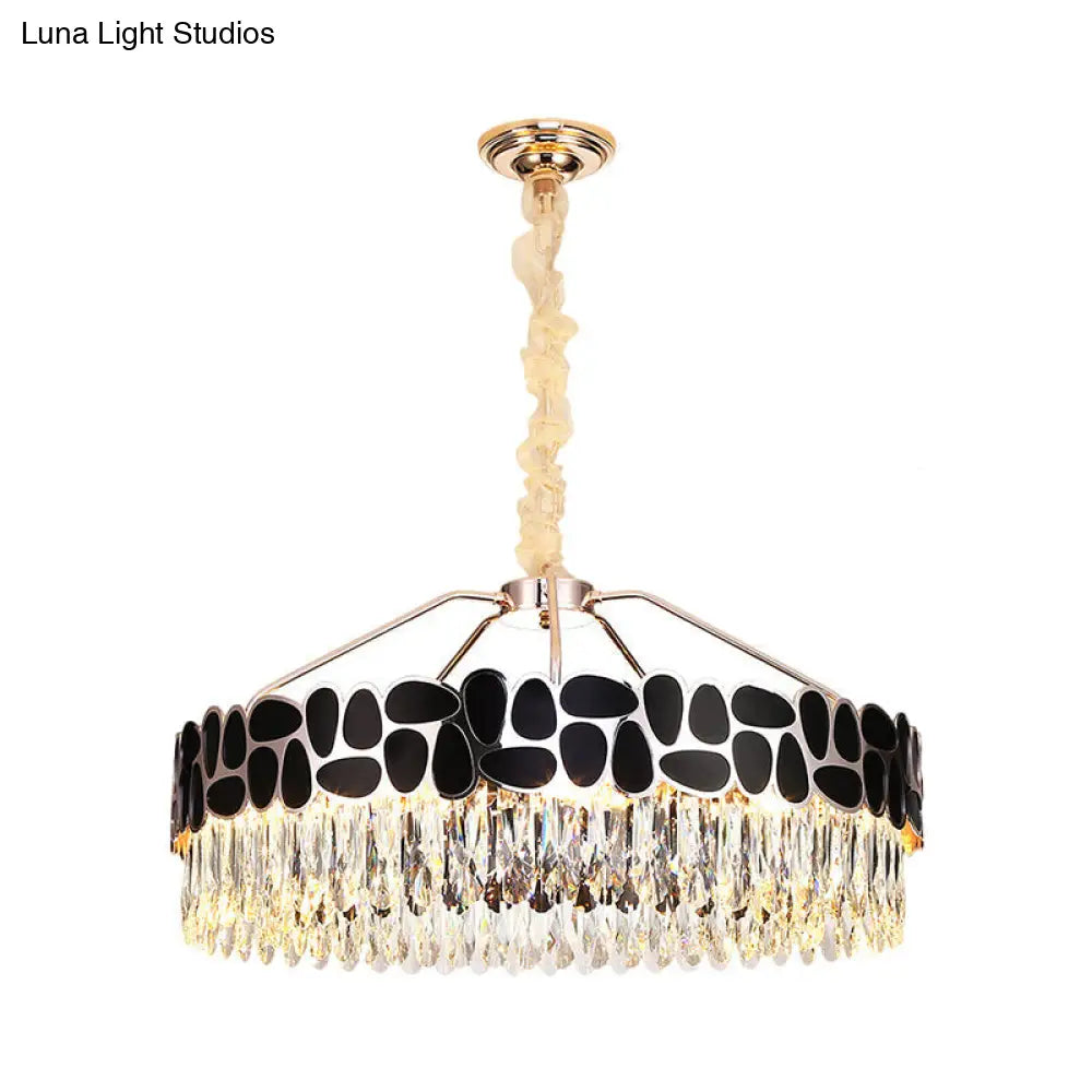 8-Light Modern Black Crystal Suspension Pendant Chandelier