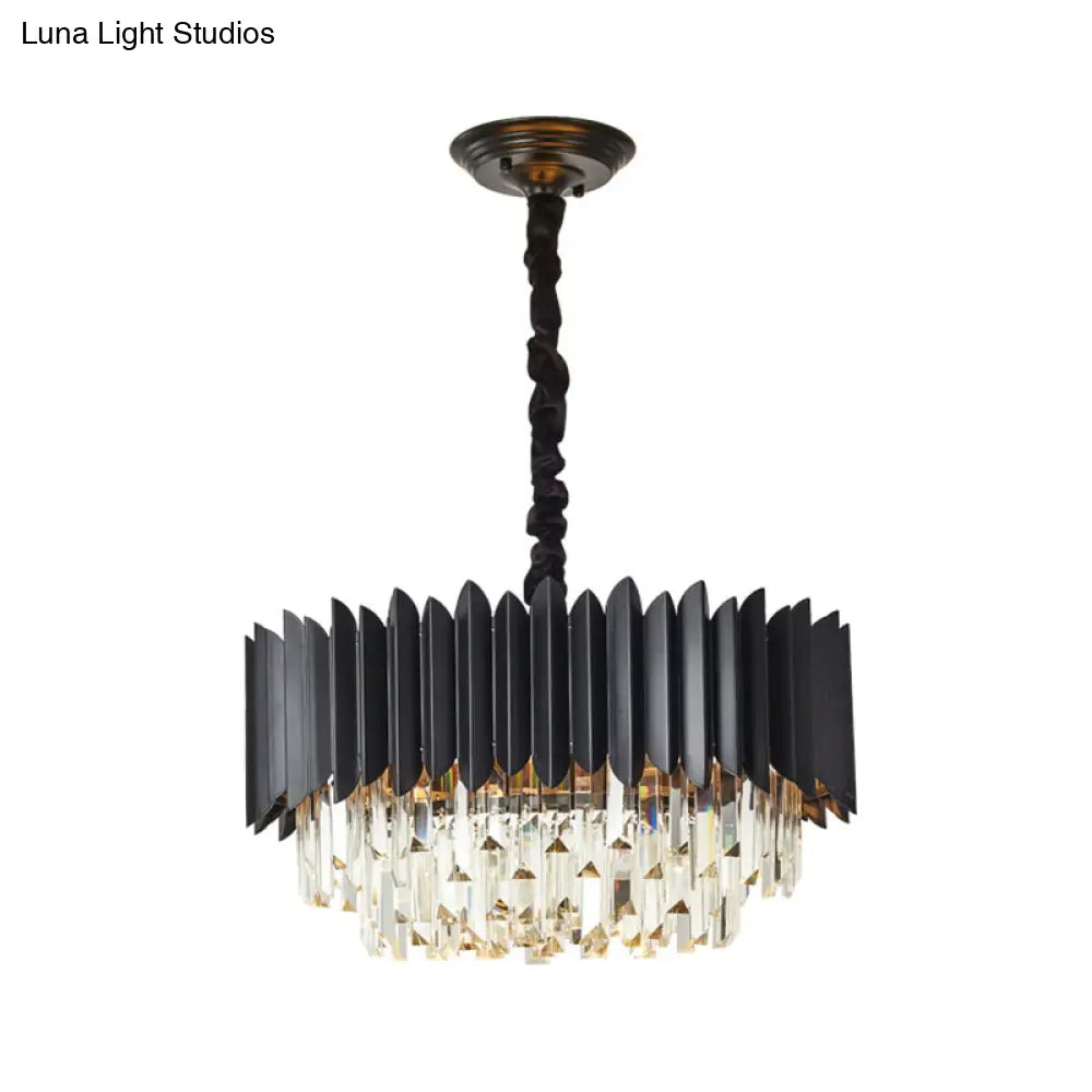 Modern Black Crystal Rod Pendant Chandelier - 4/5-Bulb Ceiling Hanging Light For Parlor