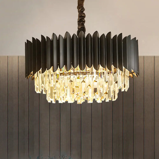 Modern Black Crystal Rod Pendant Chandelier - 4/5-Bulb Ceiling Hanging Light For Parlor 5 /