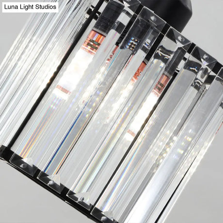 Modern Black Crystal Spiral Cube Pendant Light - 6 Bulbs Multi Light Hanging Fixture Black