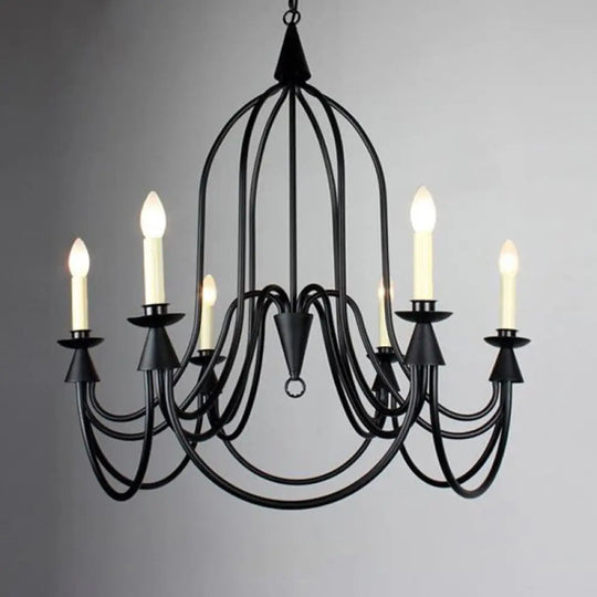 Modern Black Curved Arm Dining Room Chandelier - 3/6 Lights Metal Hanging Light Fixture 6 /