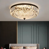 Modern Black Cut - Crystal Flush Mount Lamp For Bedroom Ceiling Lighting / Clear