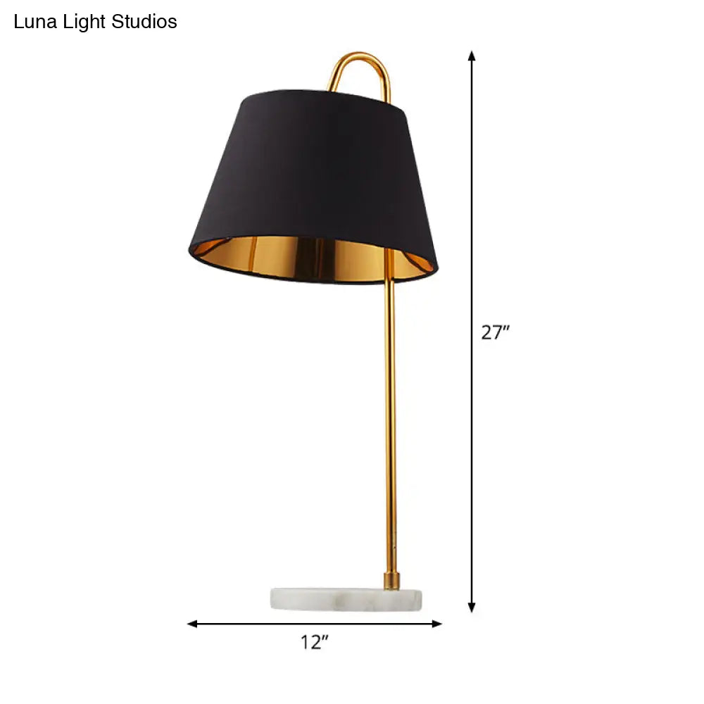 Modern Black Desk Lamp With Fabric Shade - 1 Head Living Room Table Light