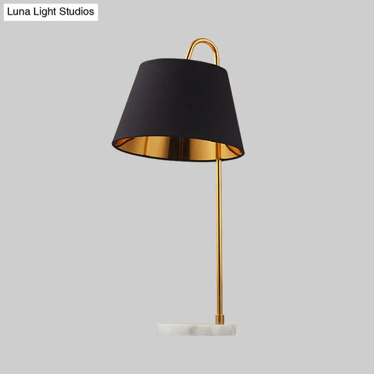 Modern Black Desk Lamp With Fabric Shade - 1 Head Living Room Table Light