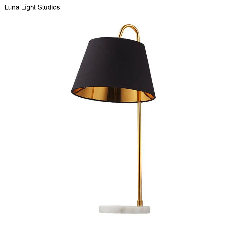 Modern Black Desk Lamp With Fabric Shade - 1 Head Living Room Table Light