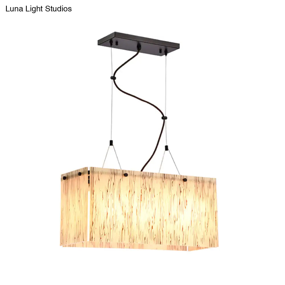 Modern Black Dining Room Island Light Fixture With Rectangle Amber Glass Shade