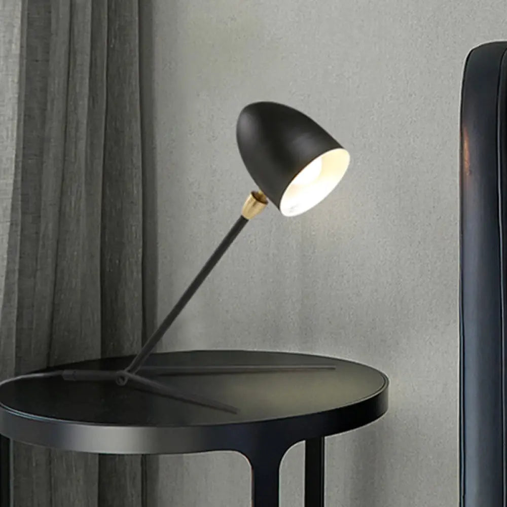 Modern Black Dome Task Light With Metal Shade - Ideal Reading Book Lamp