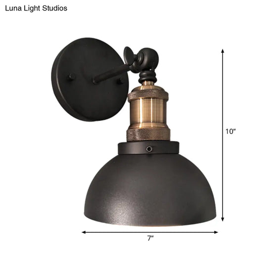 Modern Black Dome Wall Sconce With Adjustable Metal 1 Light For Restaurant Lighting